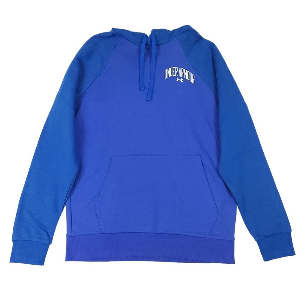 Under Armour Mens Rival Woodmark Colorblock Hoodie Sz XxL Blue Logo Pullover NWT